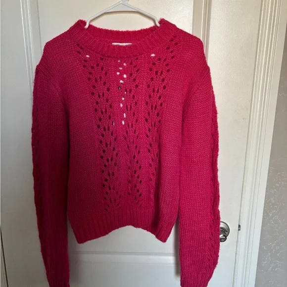 Woven Heart Fuchsia Knit Sweater - Picture 1 of 4
